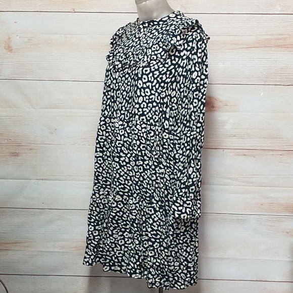 Zara tiered Babydoll Dress Leopard Print Size L - Picture 2 of 10